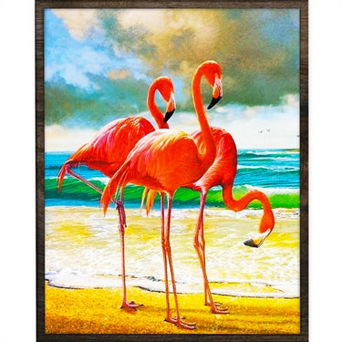Flamingo op het Strand - Diamond Painting - 50x40cm - Rond